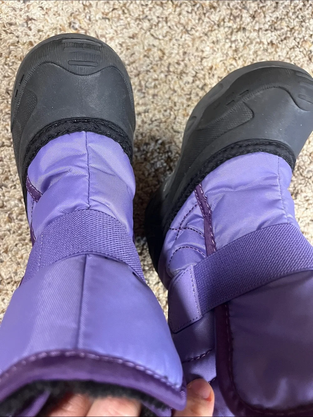Kamik Purple and Black Kids Winter Boots with Hook-and-Loop Strap
